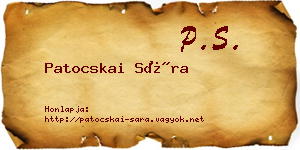Patocskai Sára névjegykártya