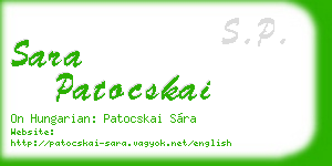 sara patocskai business card