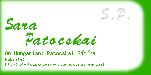 sara patocskai business card